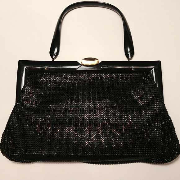whiting and davis black mesh purse